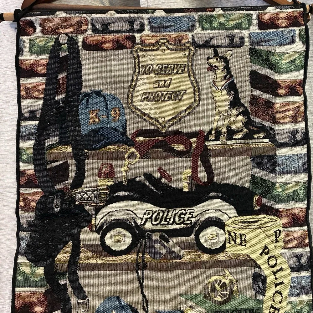 To Serve and Protect K-9 Police Themed Woven Hanging Wall Tapestry‎